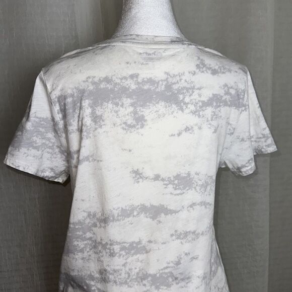 Athleta M White Silver Gray Cloud Tie Dye Short Sleeve Athletic Tee - Picture 5 of 10
